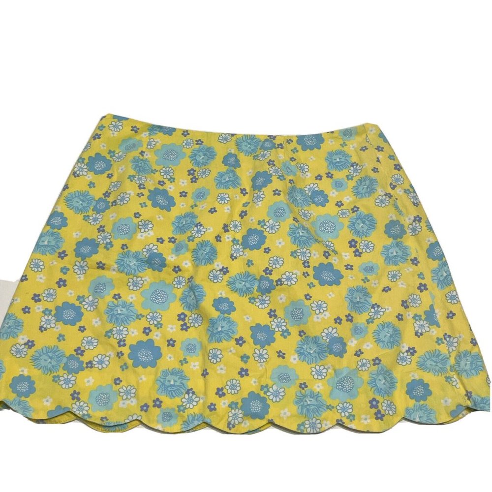 Lilly Pulitzer Collette Scallop Hem Skirt Cuba libre Floral Women's Sz 6 Yellow